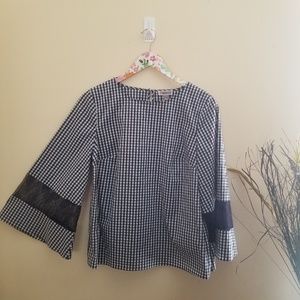 Chelsea28 Gingham & Lace Blouse Size Medium